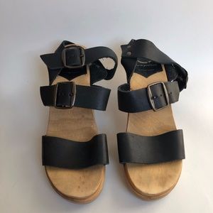 No.6 Strappy Sandal Clog with Stacked wood Heel